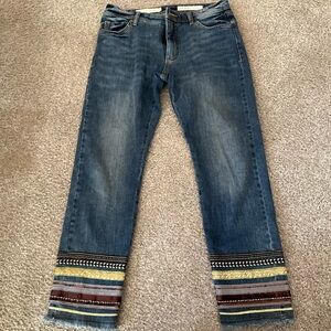 Pilcro by Anthropologie Women's Blue Jeans with Multicolor sequin beaded Hem 27
